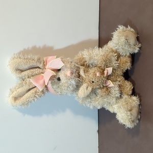 Russ Berrie & Co Maddie Bunny Rabbit and Baby Plush Stuffed Animal Tan